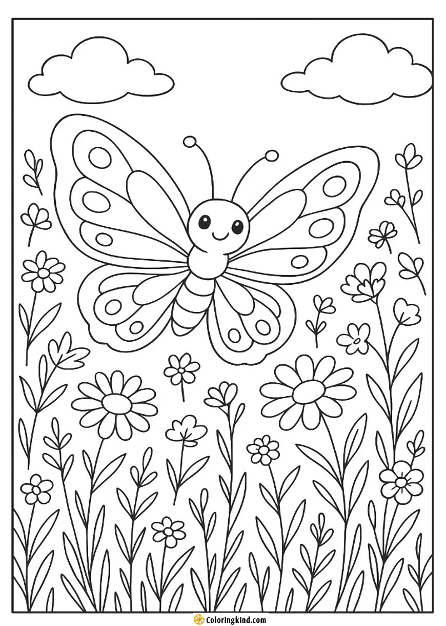 Butterfly in a Wildflower Field