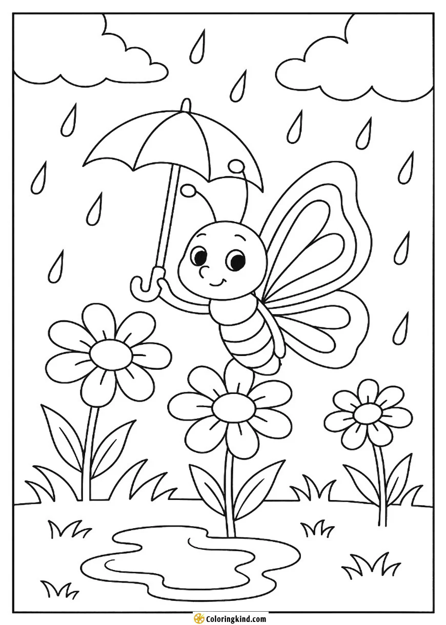 Butterfly in a Rainy Spring Day