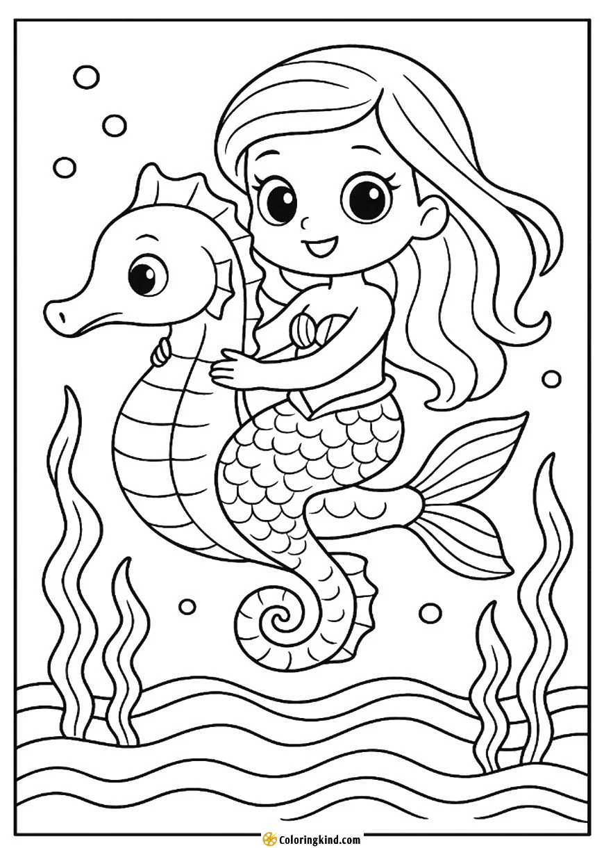 Mermaid Riding a Seahorse Carousel