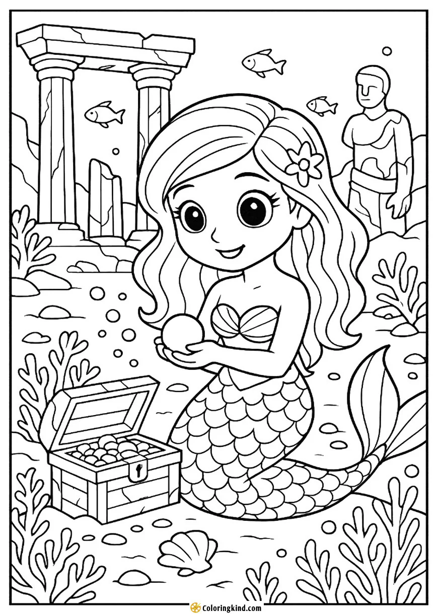 Mermaid Uncovering Ancient Ruins of Atlantis