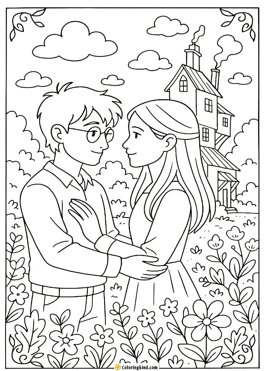 Harry and Ginny Sharing a Moment in the Burrow Garden