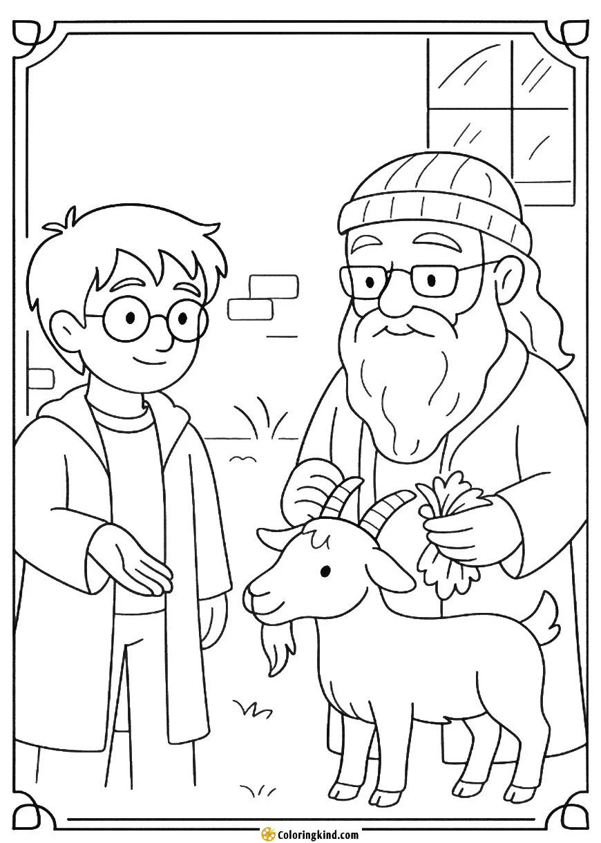 Harry and Aberforth Dumbledore Feeding the Goat