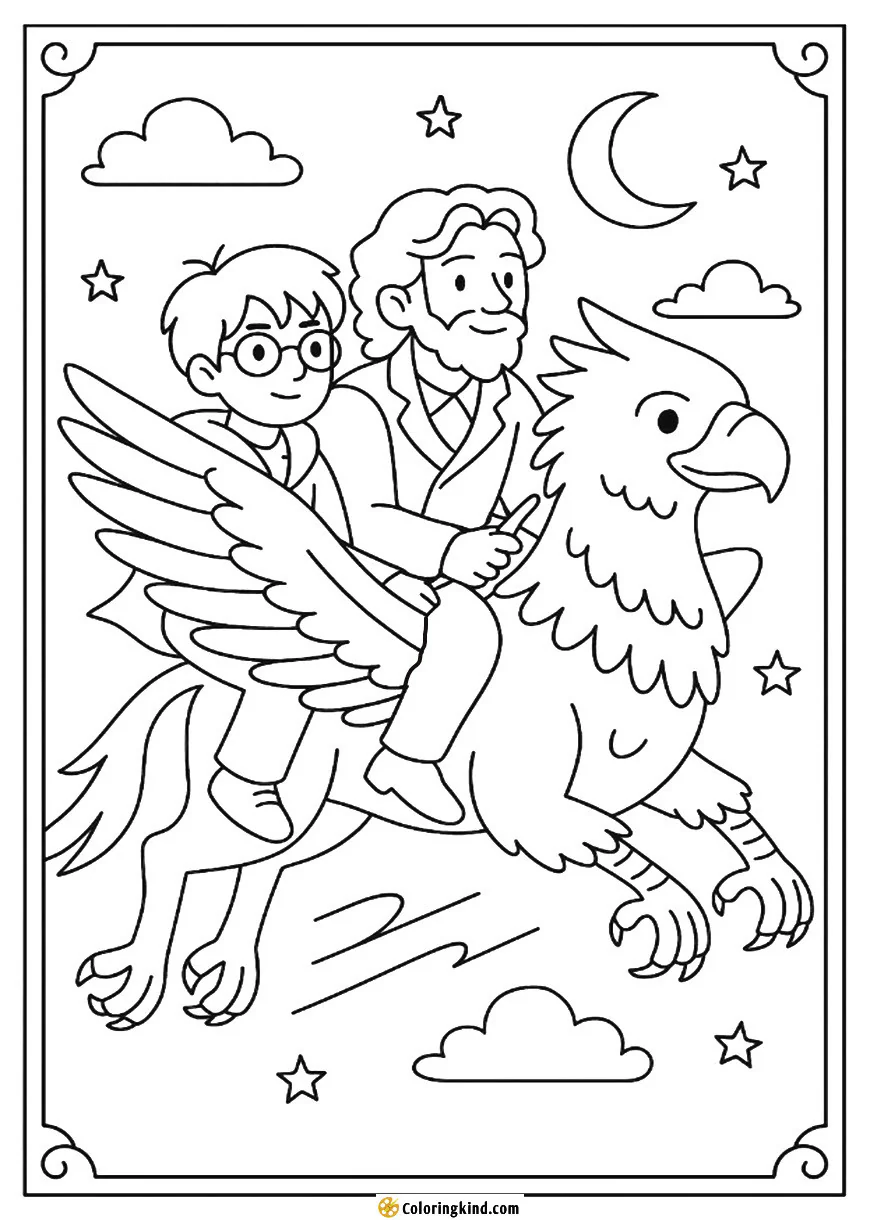 Harry and Sirius Escaping on Buckbeak