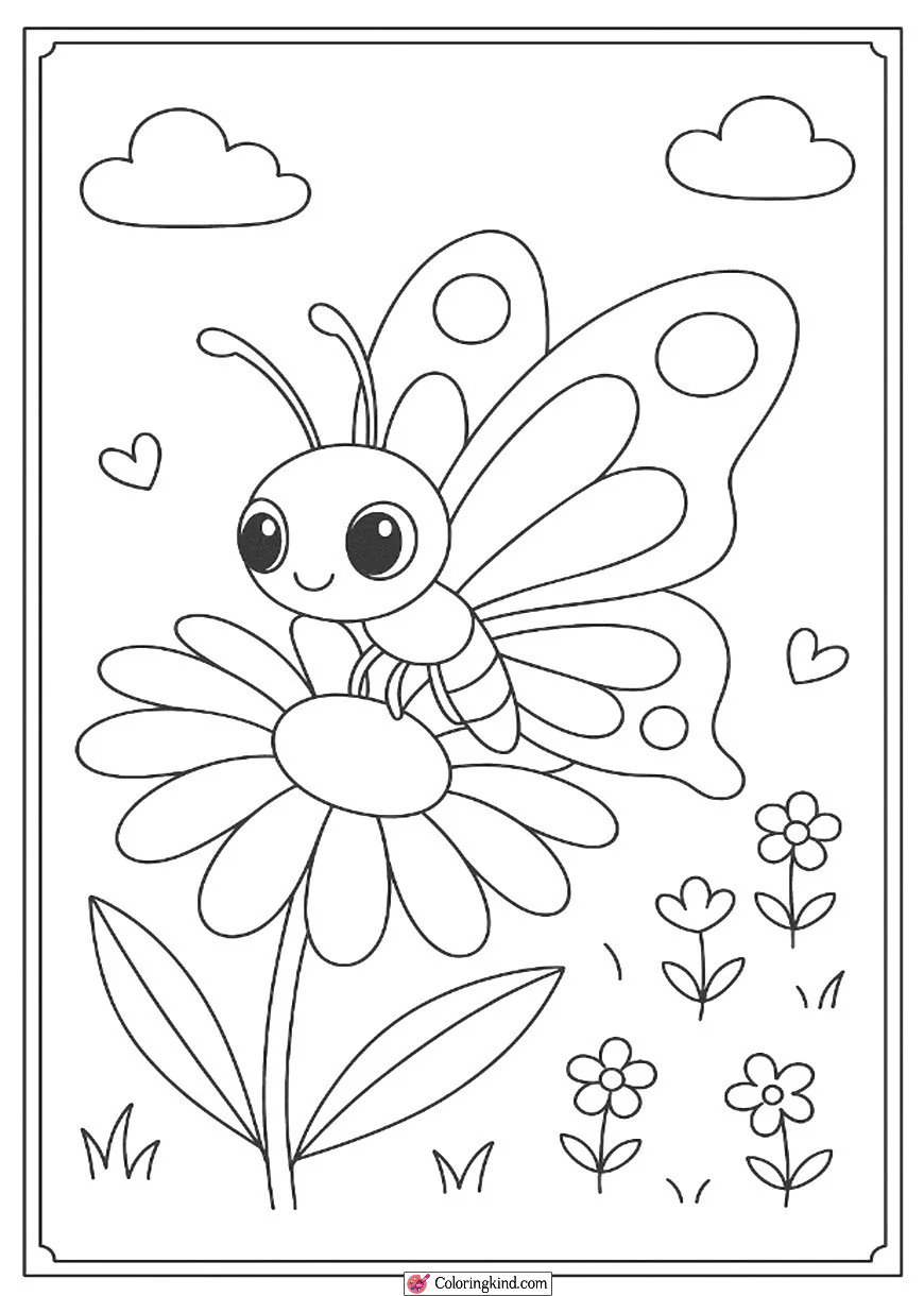 Butterfly Landing on a Daisy