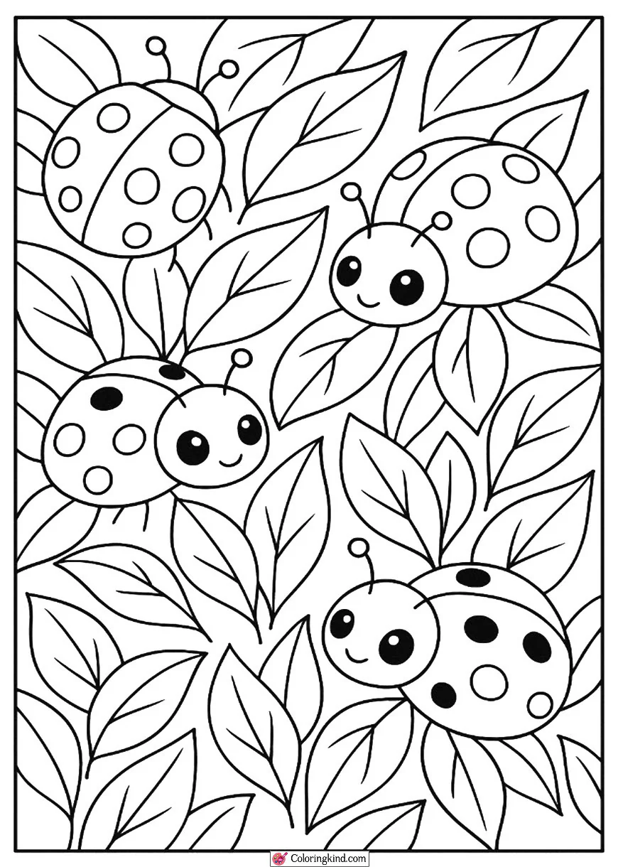 Ladybugs on Fresh Green Leaves
