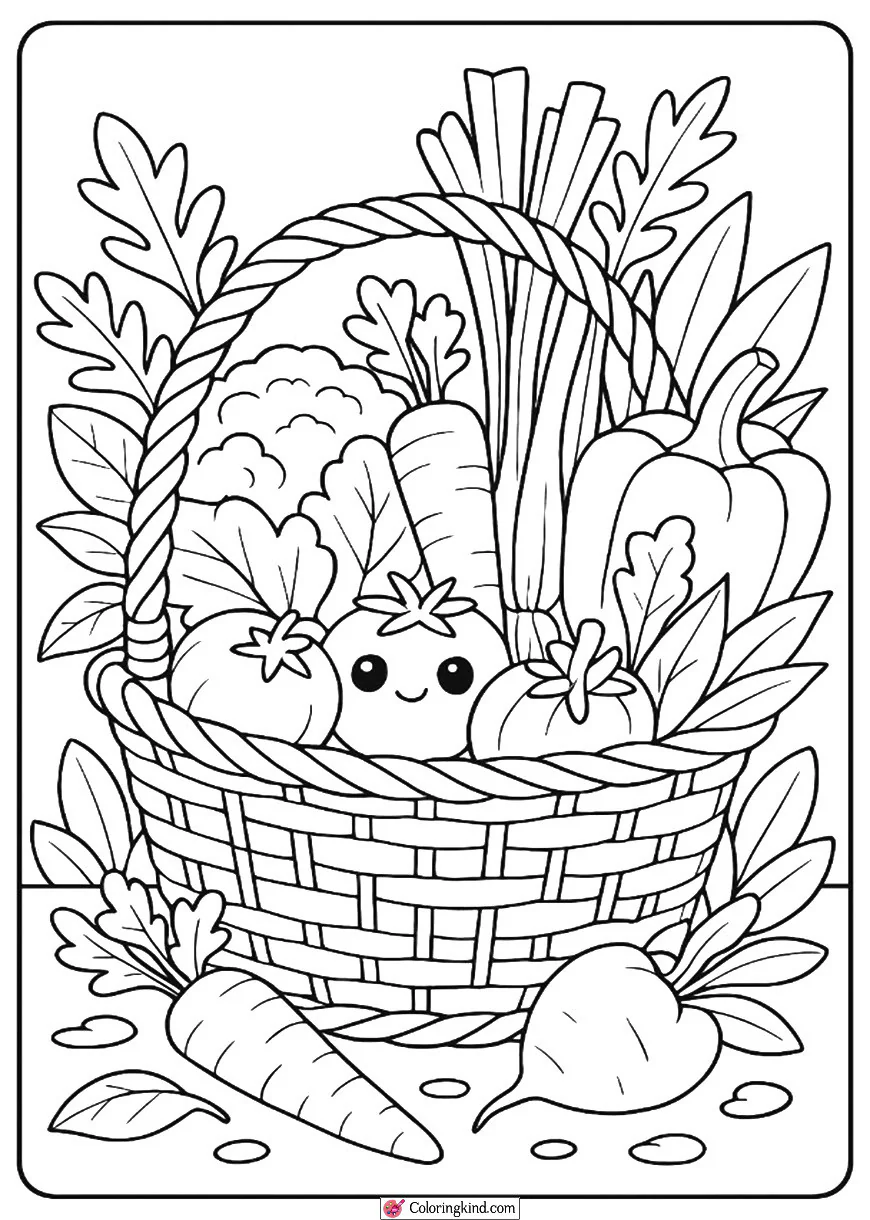 Fresh Spring Vegetables in a Basket