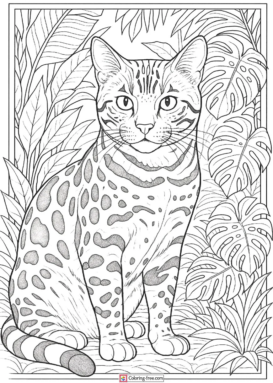 Bengal Cat with a Jungle Background