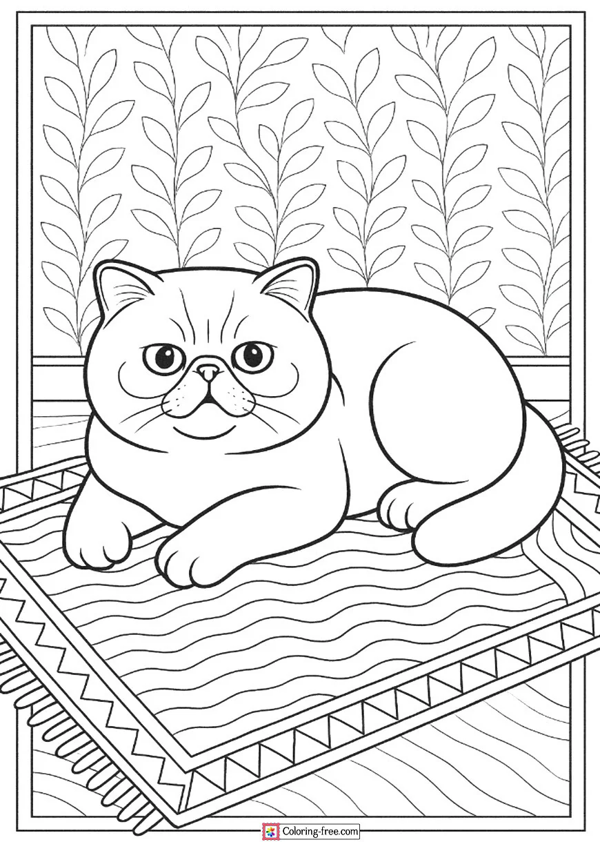 Exotic Shorthair Relaxing on a Rug