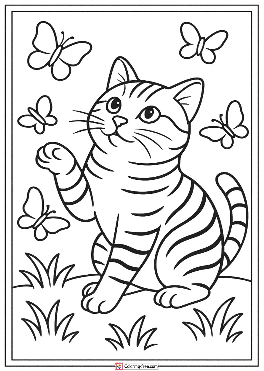 American Shorthair Playing with Butterflies