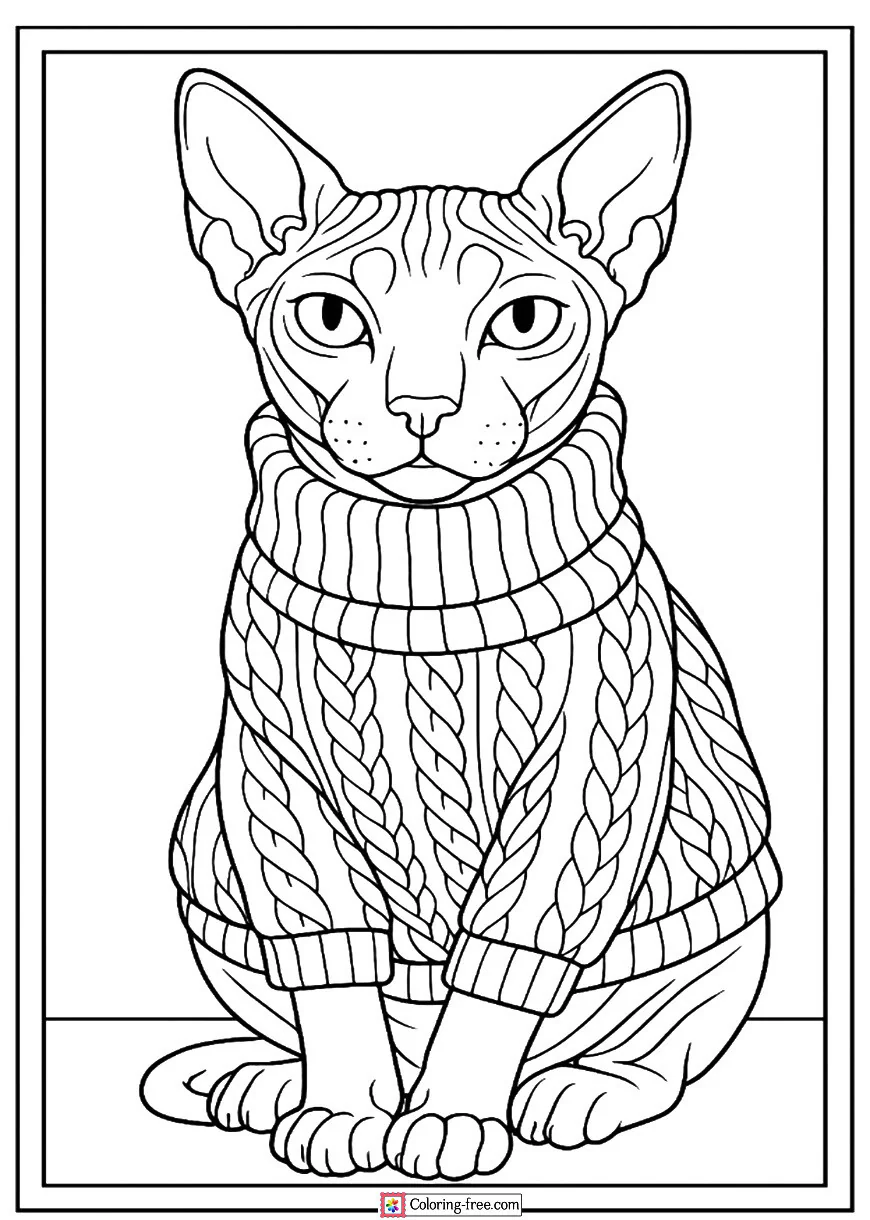 Sphynx Cat Wearing a Cozy Sweater