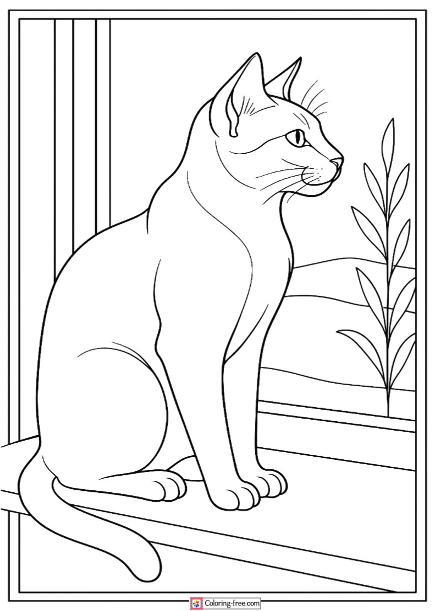 Siamese Cat Gazing Out of a Window