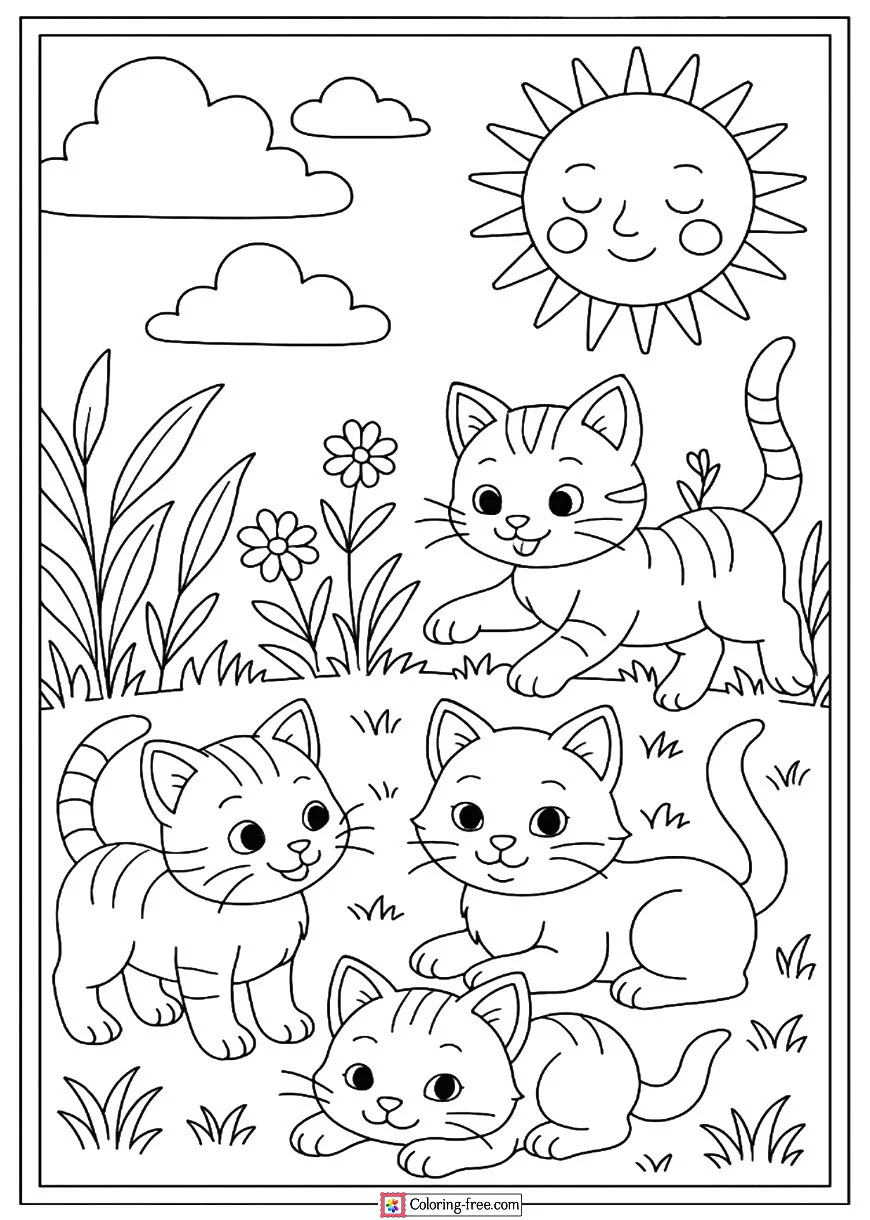 Kittens Playing in the Sun
