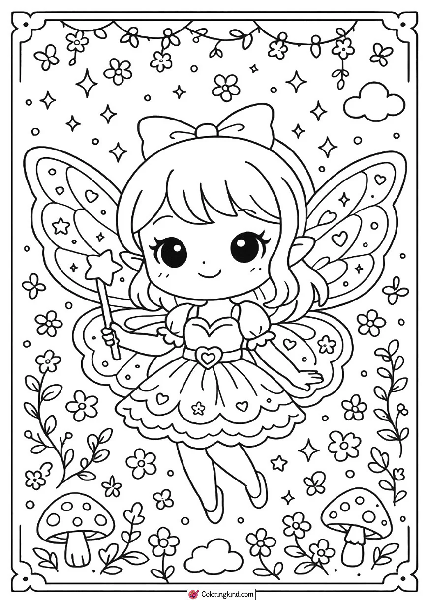 Kawaii Fairy with Sparkling Wings