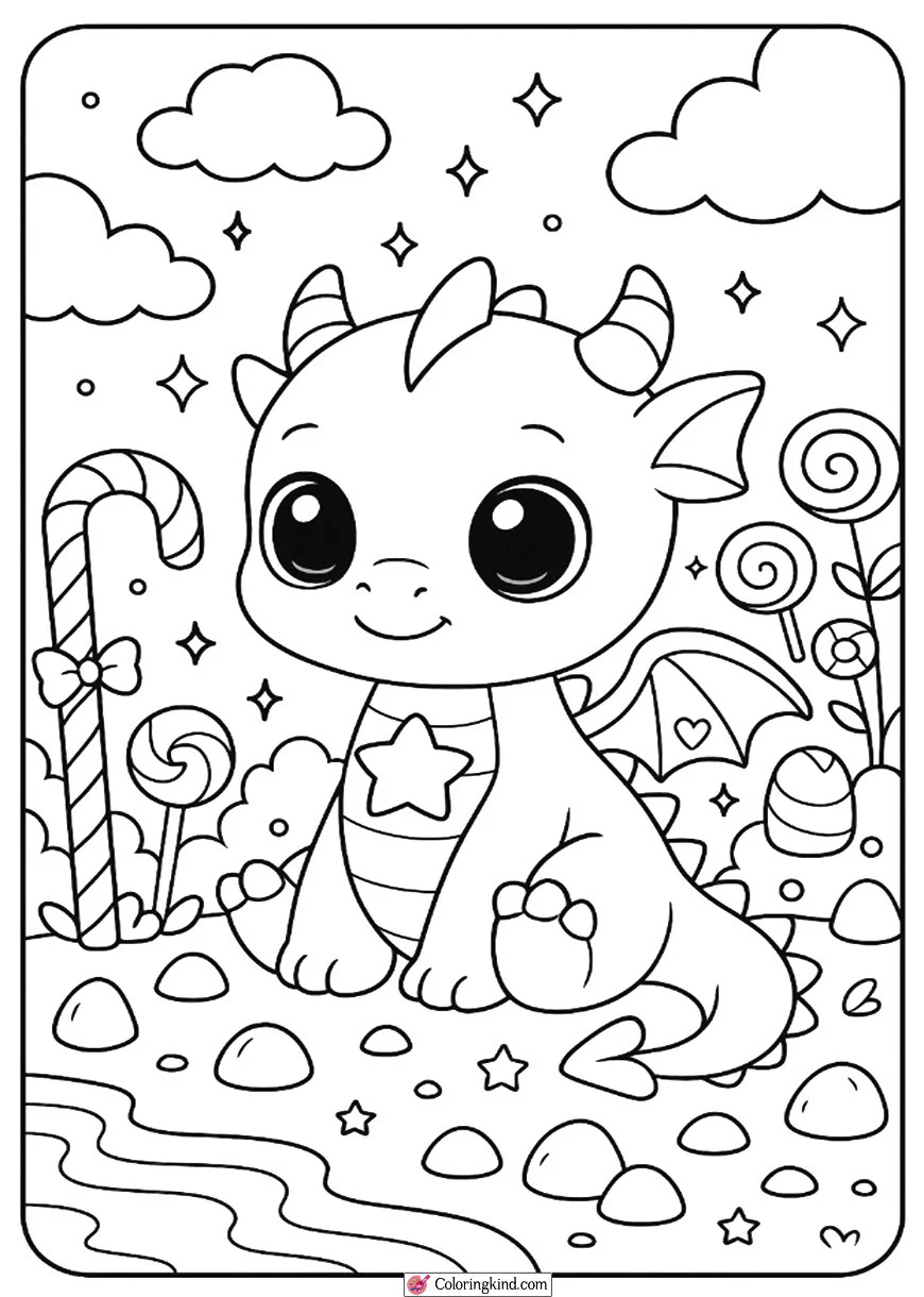 Baby Dragon in a Candy Forest