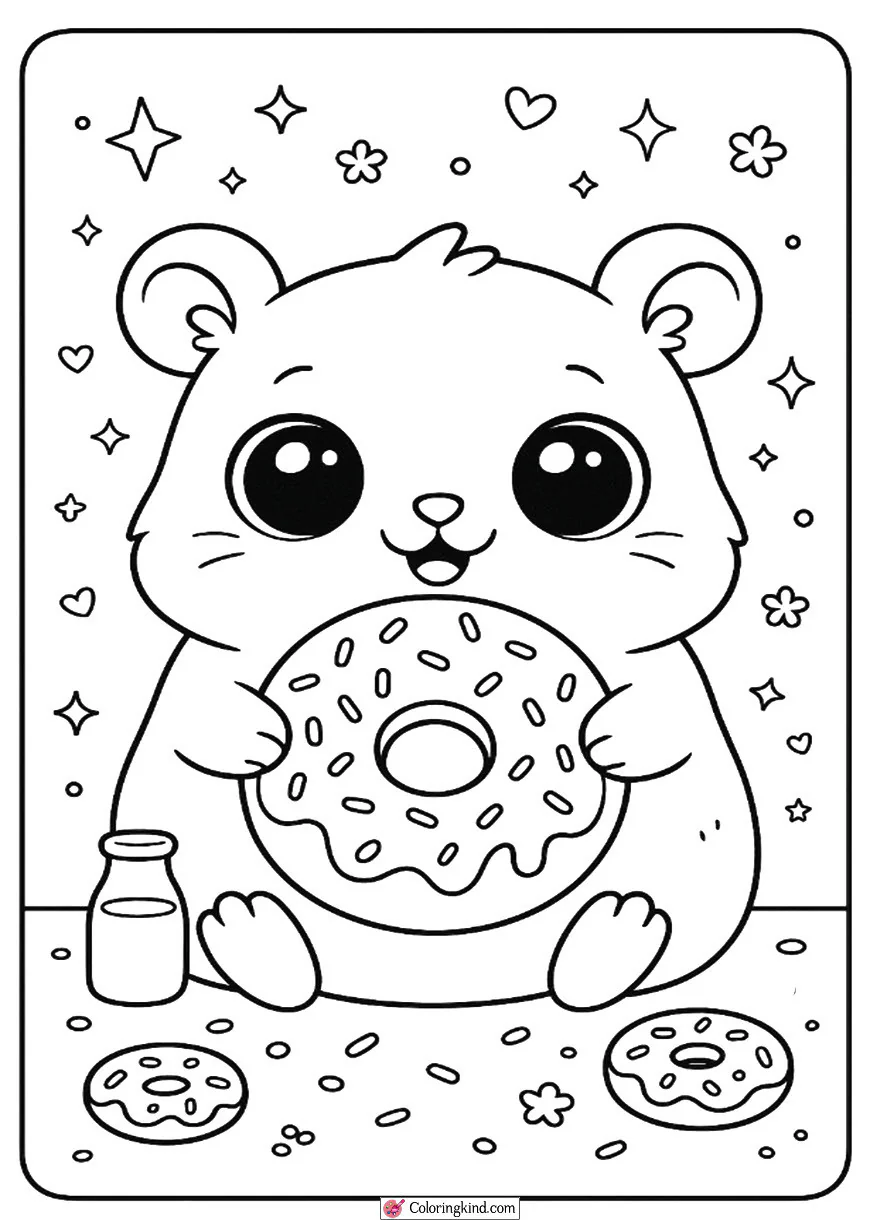Adorable Hamster Eating a Donut