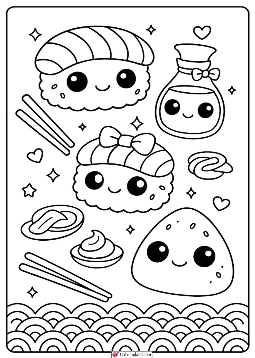 Kawaii Sushi with Sparkly Eyes