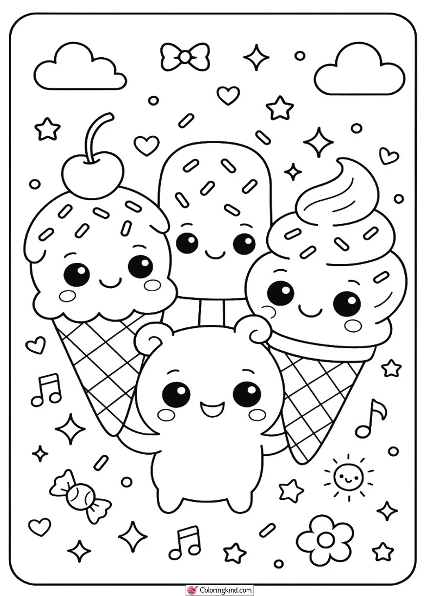 Happy Ice Cream Cone Friends