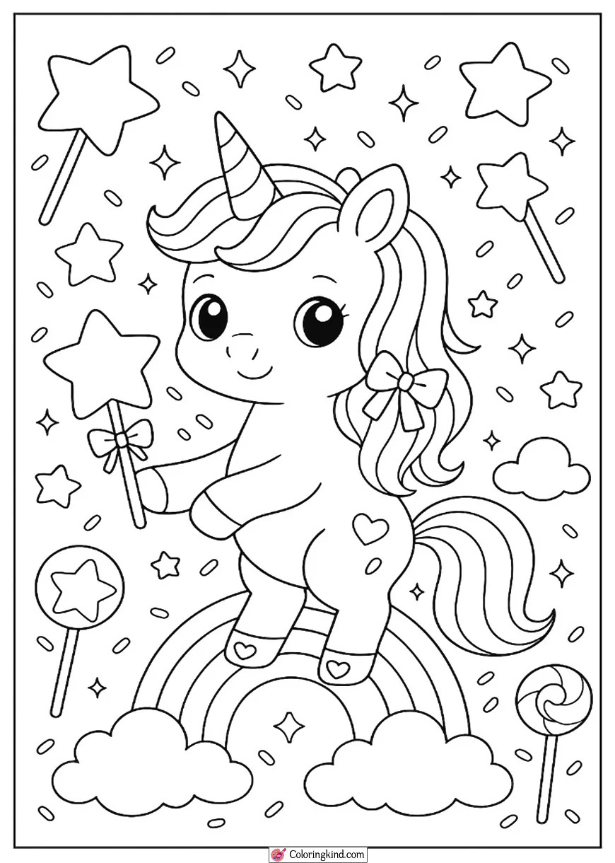 Magical Unicorn with Candy Stars