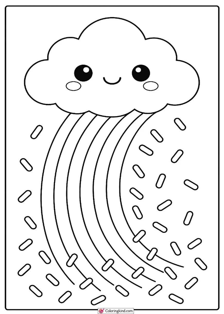 Smiling Kawaii Cloud Pouring Rainbow Sprinkles