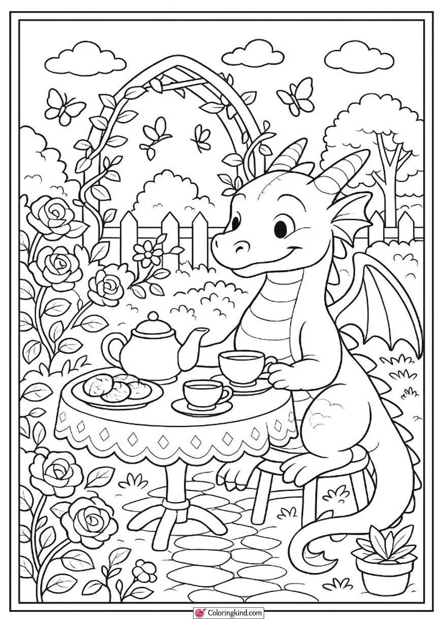 Garden Tea Party with Gentle Dragon