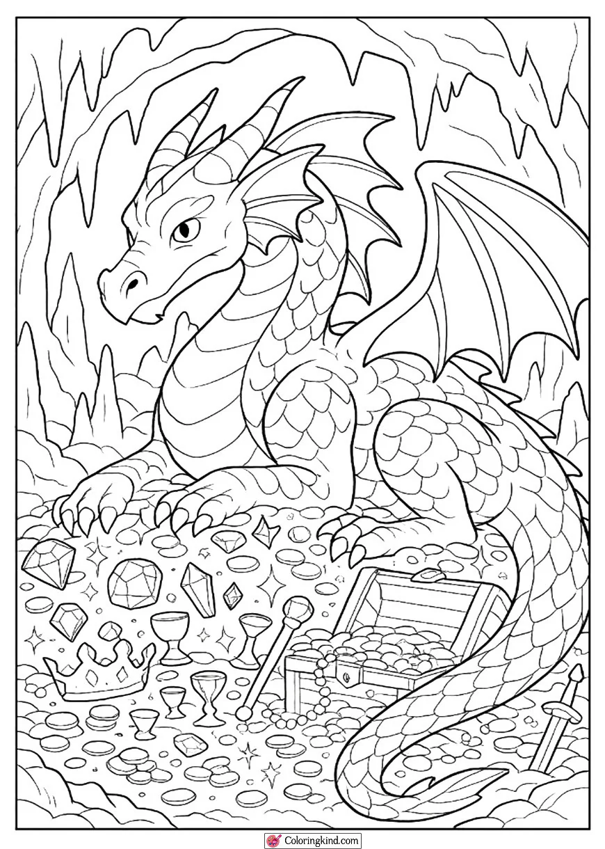 Treasure Hoard Dragon and Glittering Coins