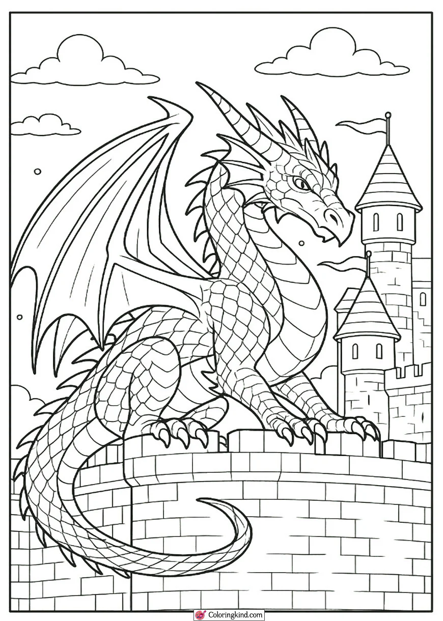 Castle Ramparts Protected by a Dragon