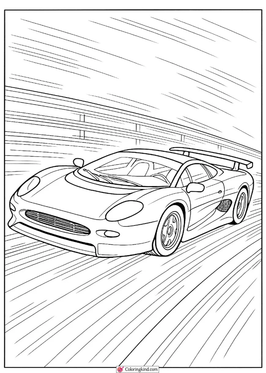 Jaguar XJ220 Racing Down a Straightaway