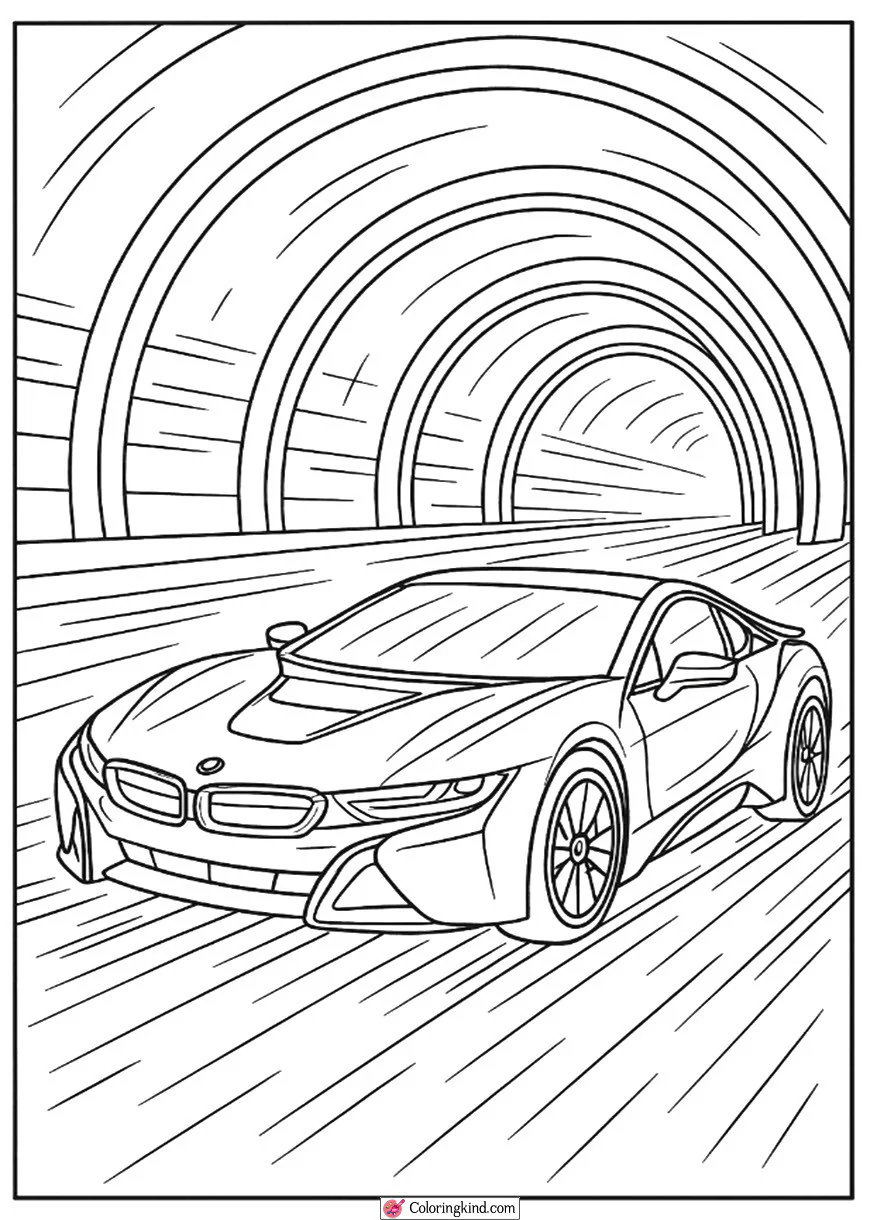 BMW i8 Electric Racer in Neon Lights