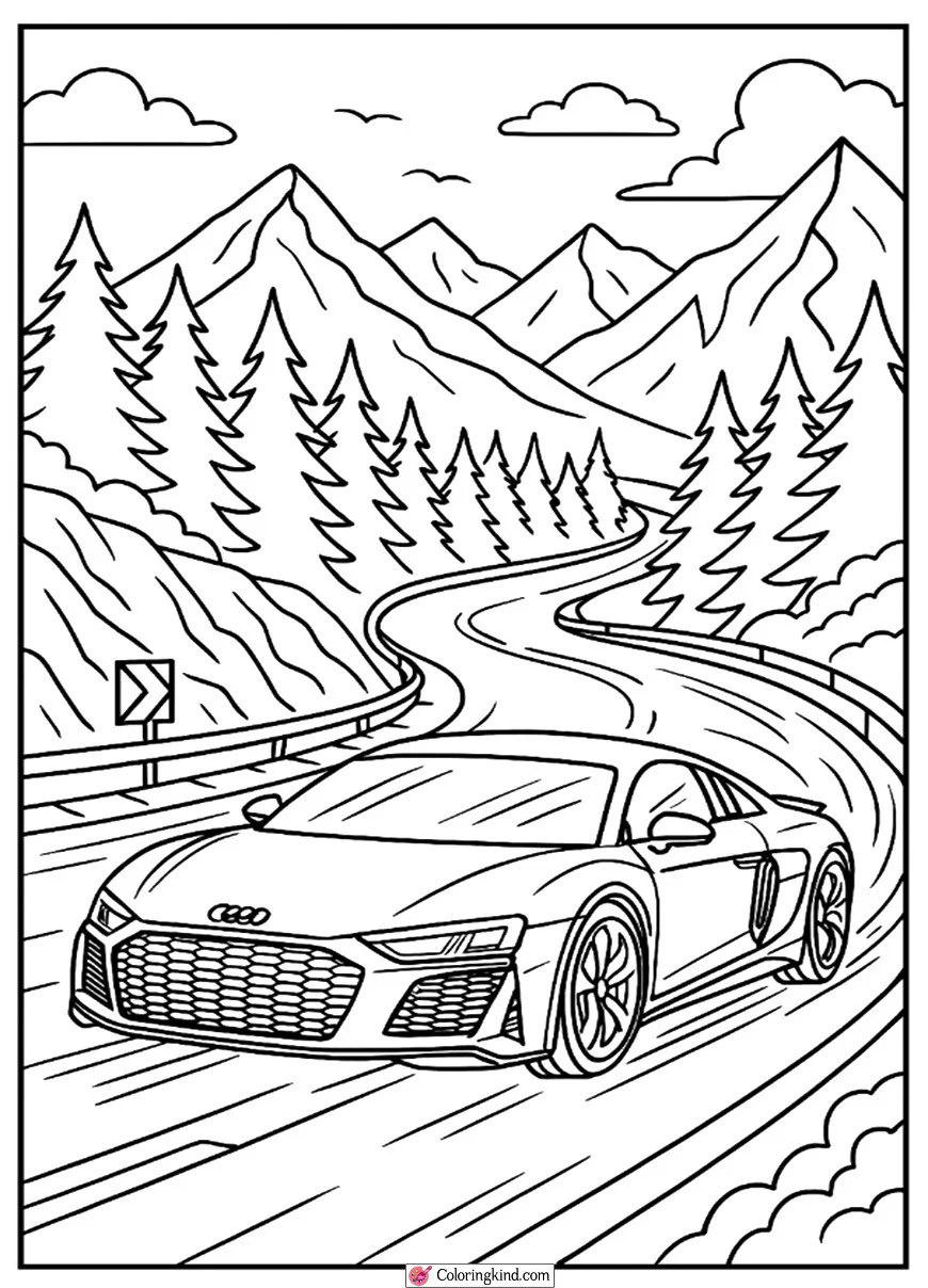 Audi R8 in a Scenic Mountain Road Race
