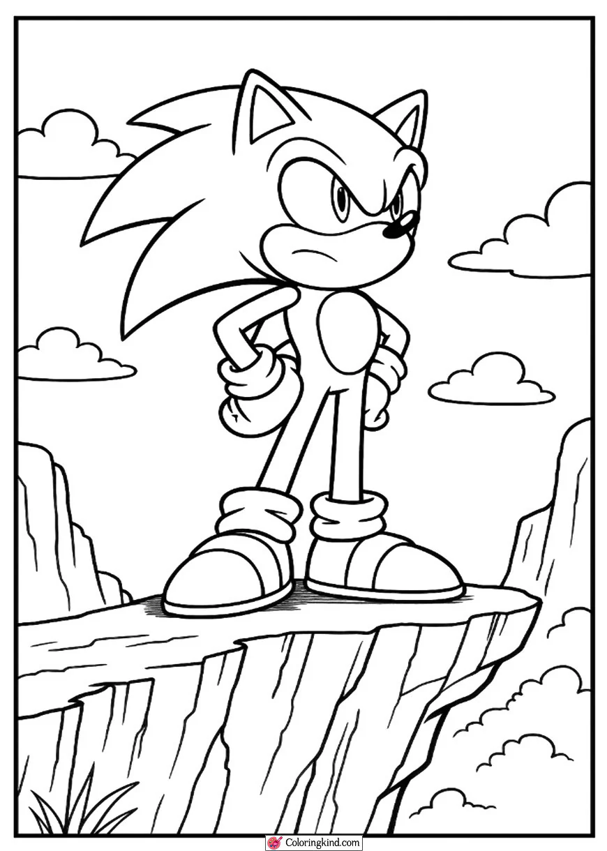 Sonic Standing Heroically on a Cliff Edge