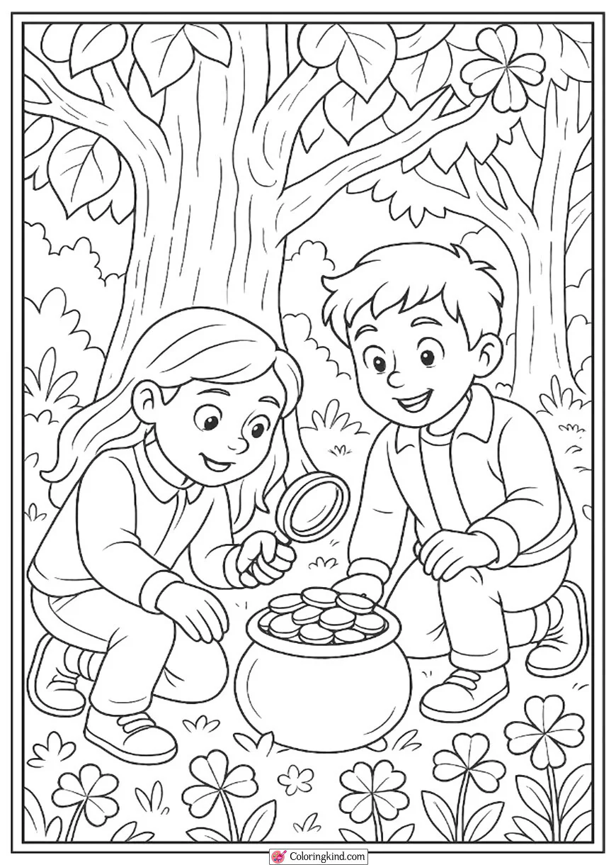 Children Searching for Hidden Leprechaun Treasure