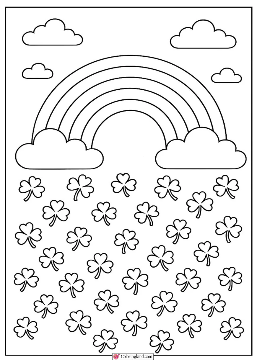 Rainbow with Clouds and Shamrock Rain