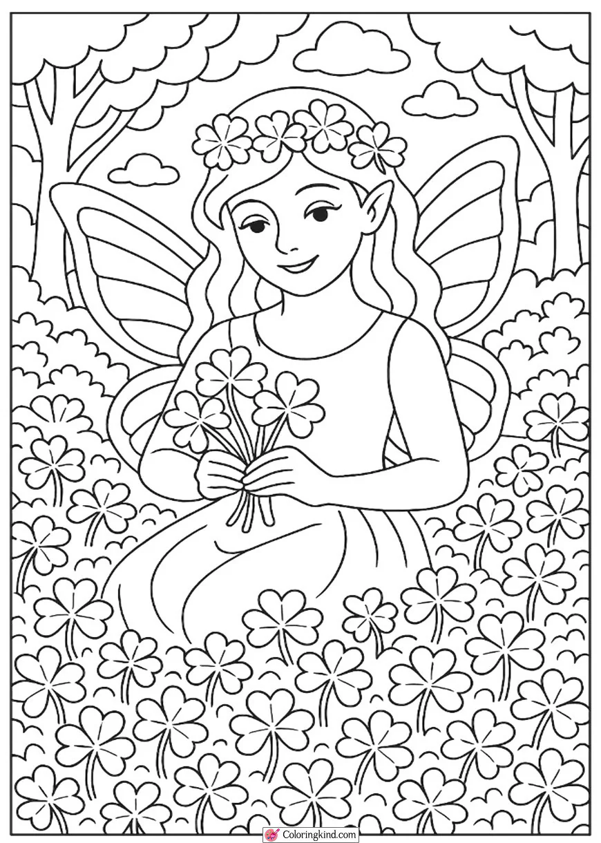 Fairy Garden Filled with Four-Leaf Clovers