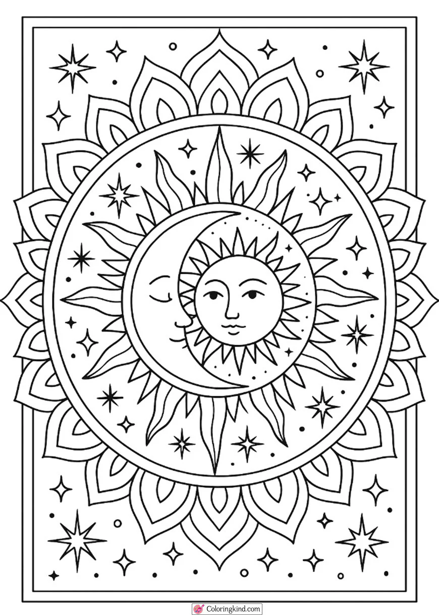 Cosmic Sun and Moon Mandala