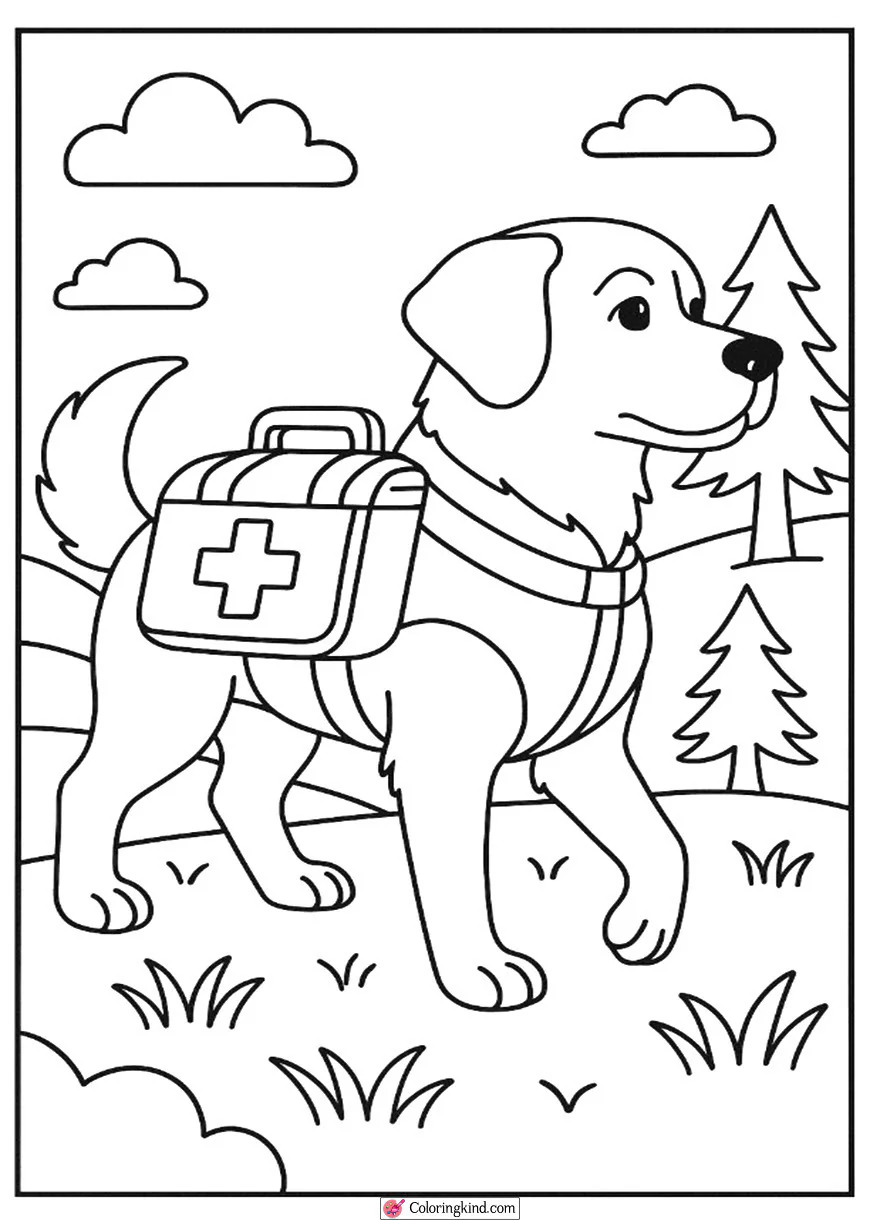 Rescue Dog Carrying a First Aid Kit