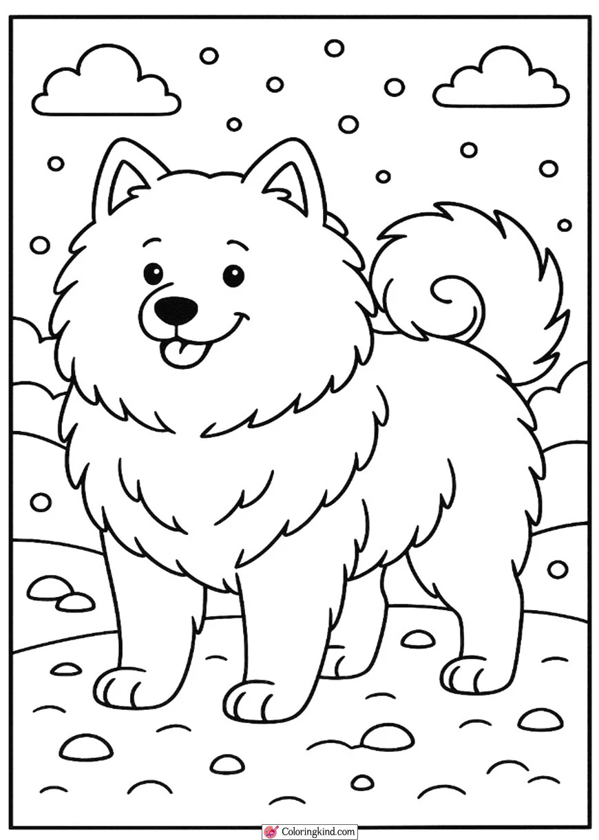 Fluffy Samoyed in the Snow