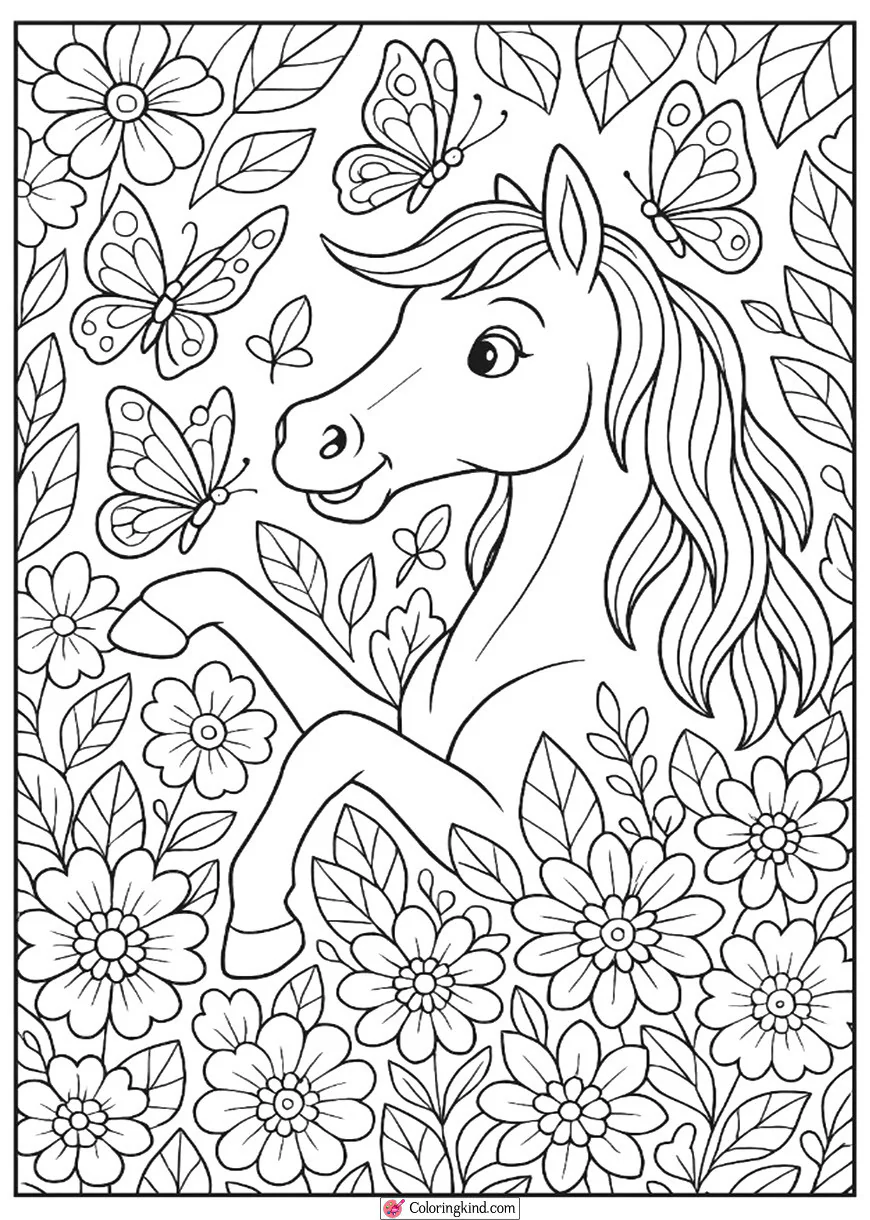 Horse Playing with Butterflies