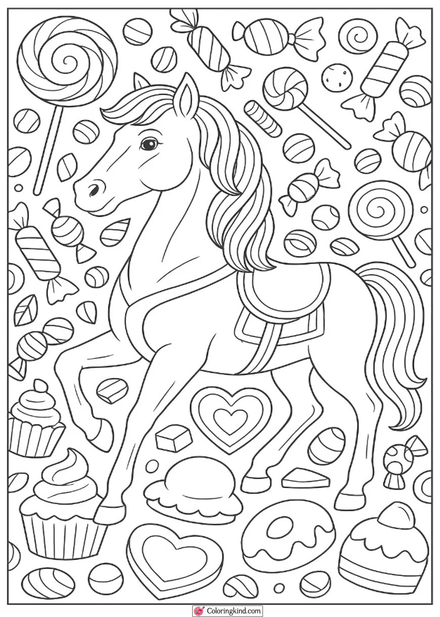 Horse Surrounded by Candy and Sweets