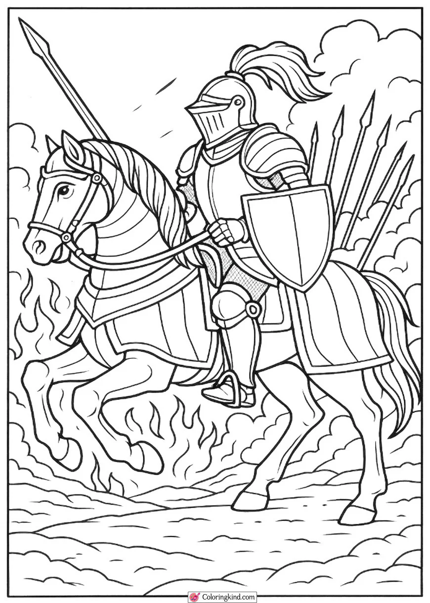 Knight on Horse in Battle Armor