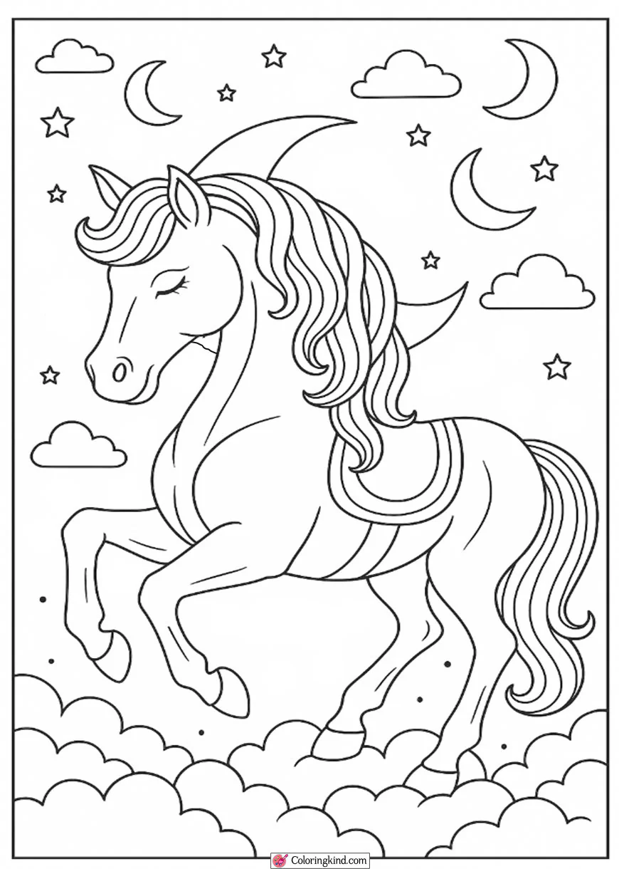 Dream Horse Surrounded by Moons