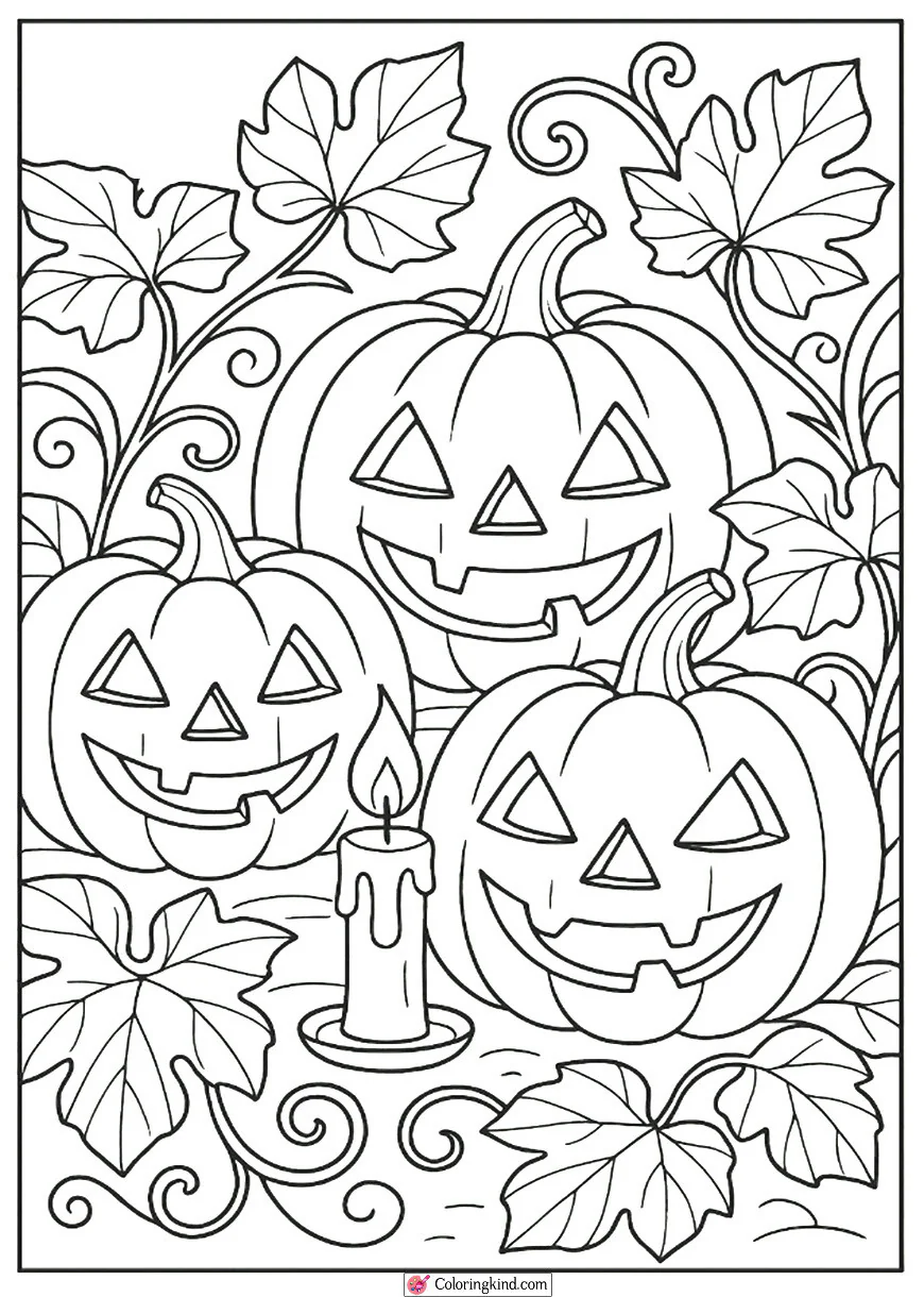 Candlelit Pumpkins at Night