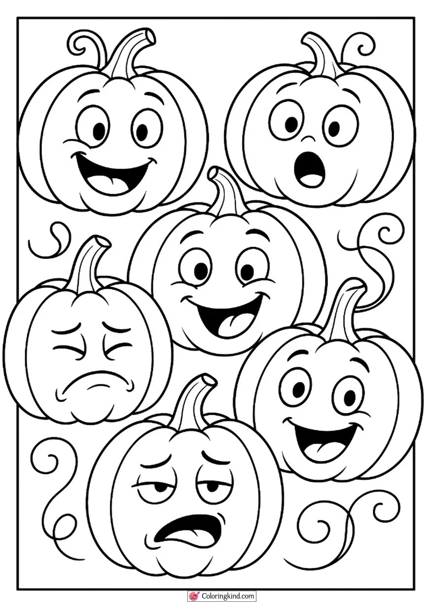 Cartoon Pumpkins with Funny Faces