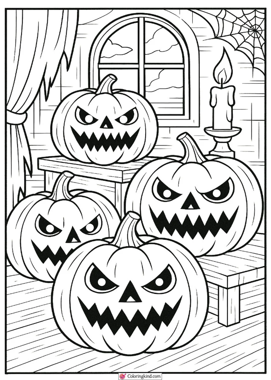 Scary Pumpkin Faces at Room