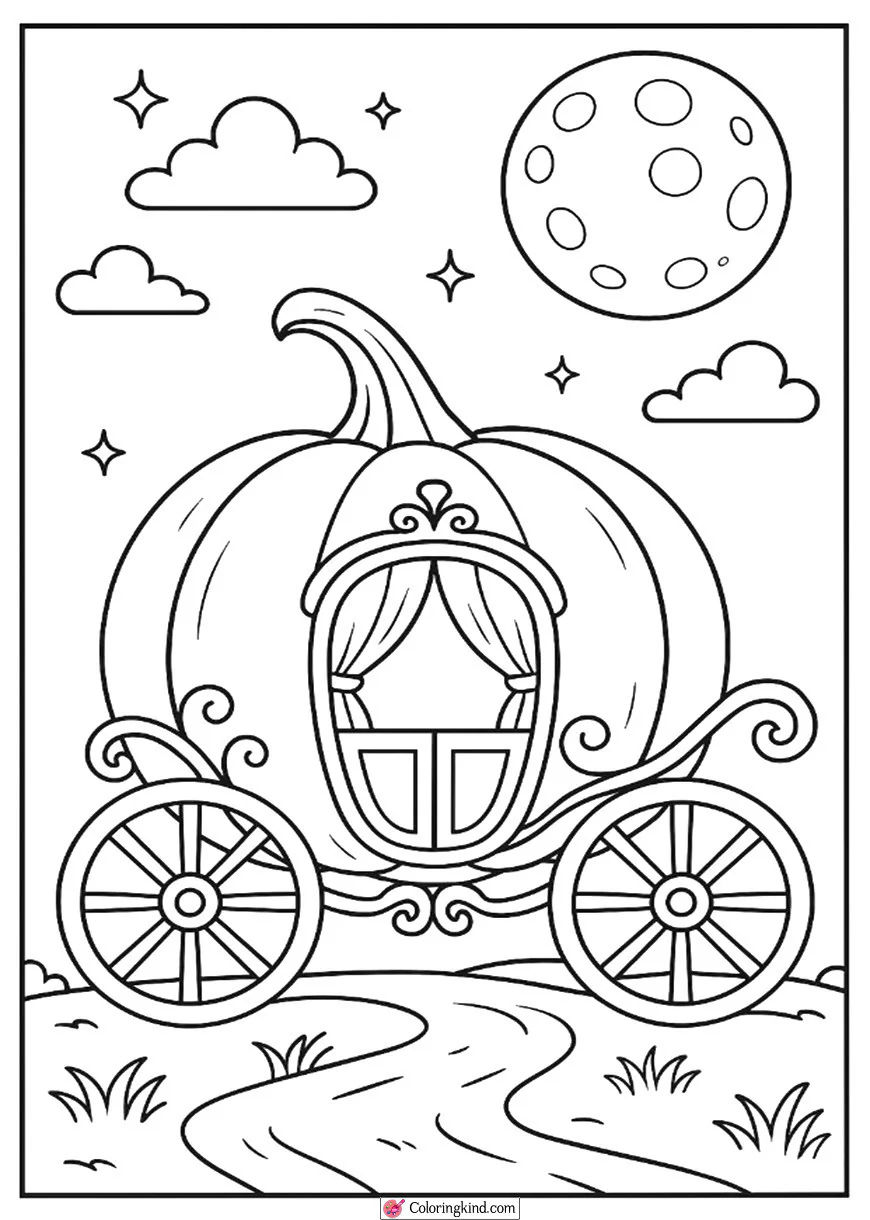 Pumpkin Carriage under the Moon