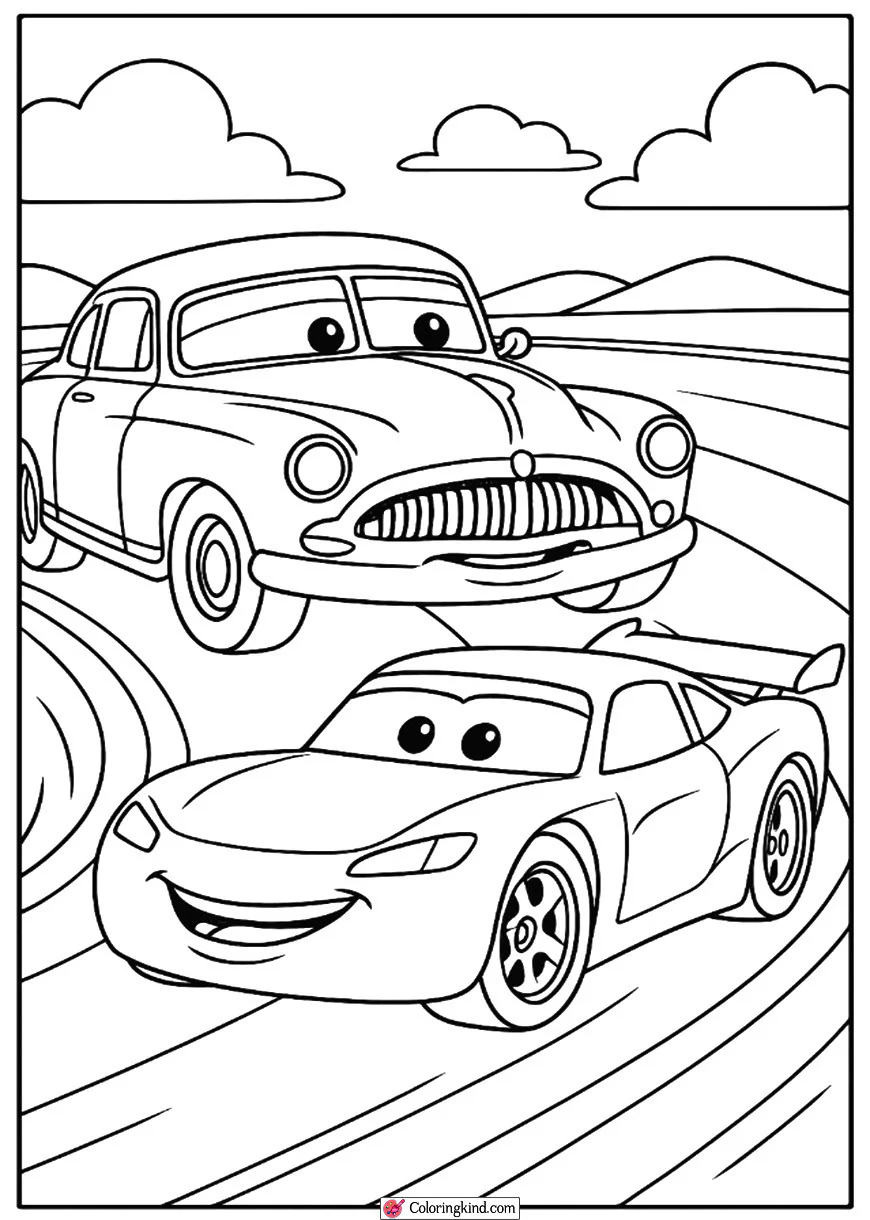 Doc Hudson Teaching Lightning McQueen