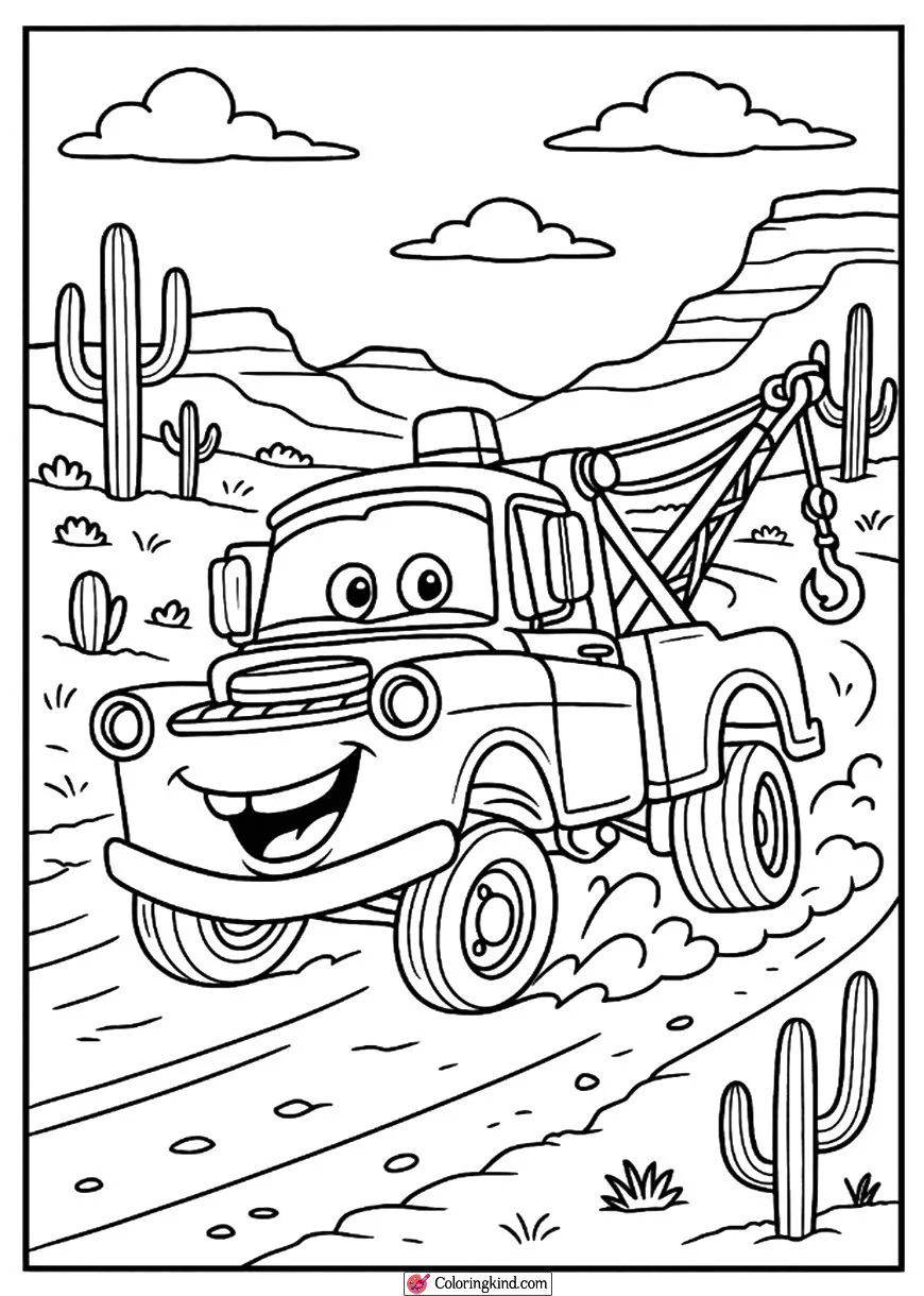 Mater Playing in the Desert Road
