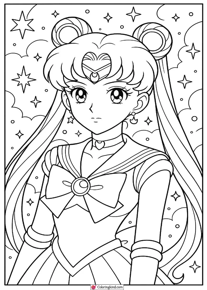 Sailor Moon with Starry Galaxy Background