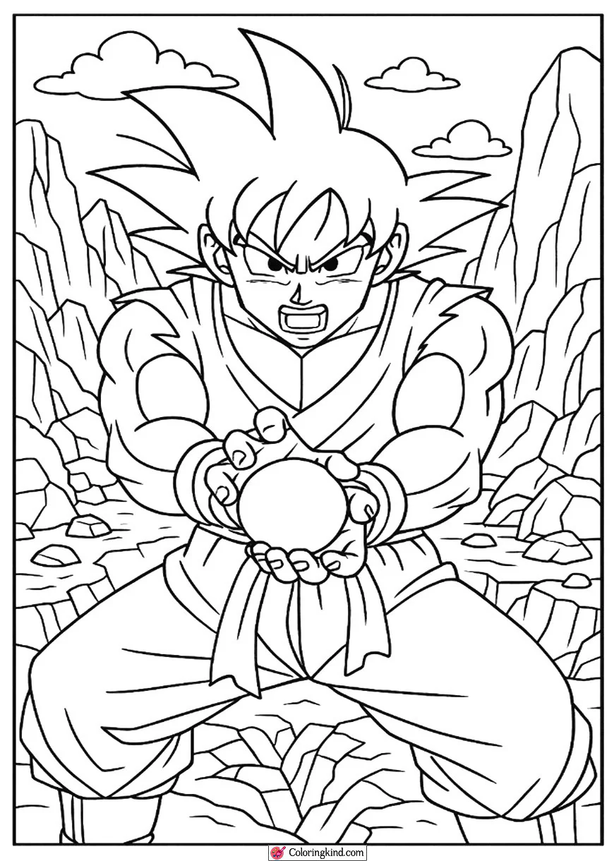 Goku Charging Kamehameha in Rocky Mountains