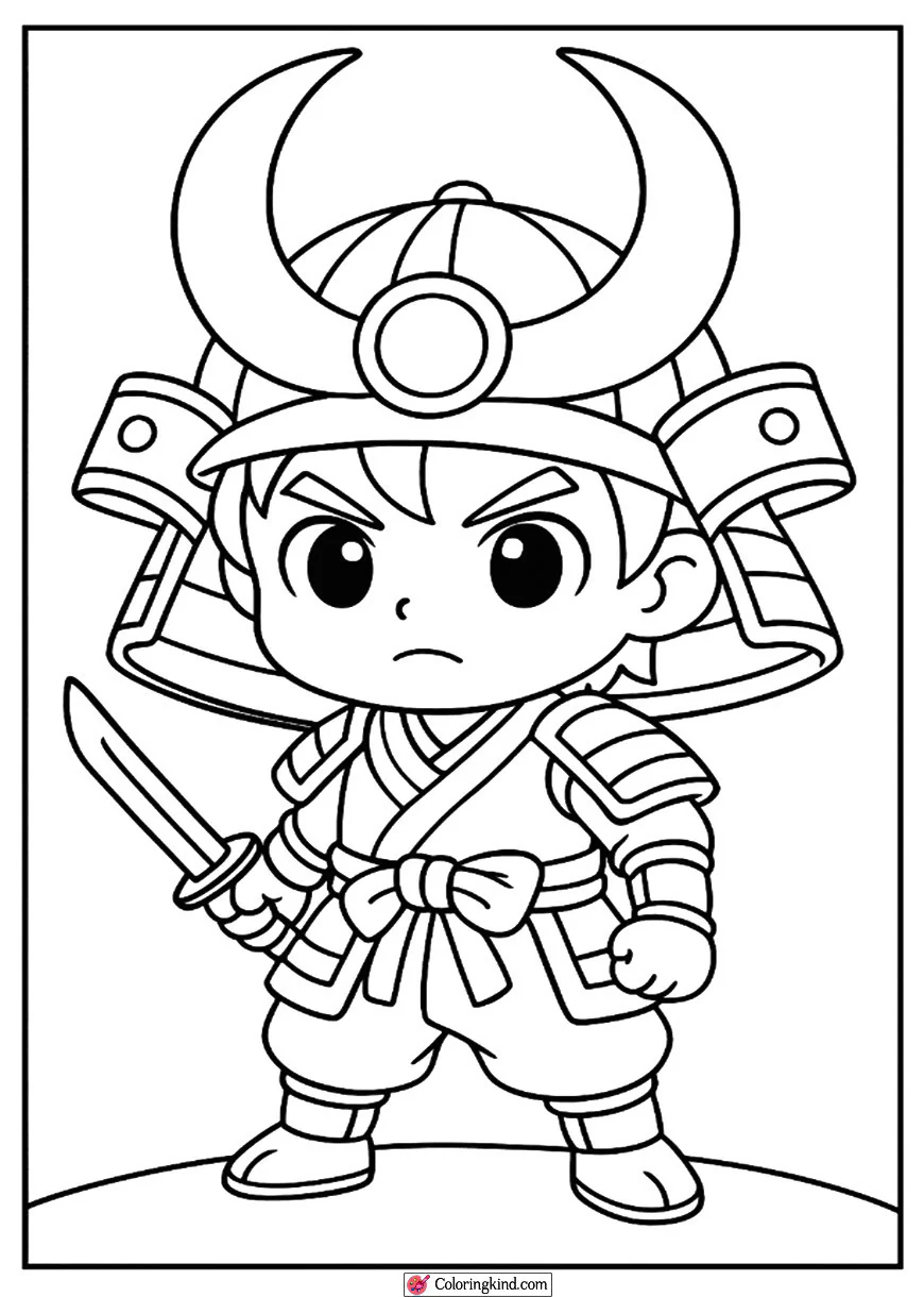 Chibi Samurai with Oversized Helmet