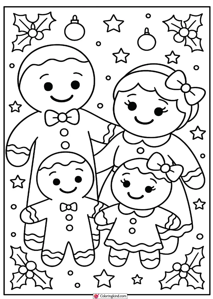 Gingerbread man family smiling